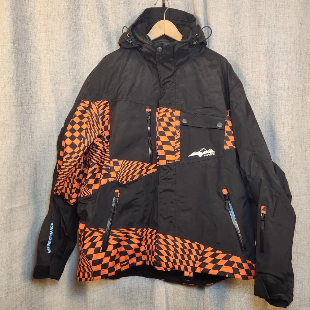 HMK Performance Coat Mens XL Snowmobile 3-in-1 Jacket Black Orange Ski Snowboard